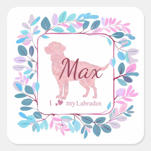 Custom Pastel Pink Labrador Retriever Sticker Gift スクエアシール (正面)