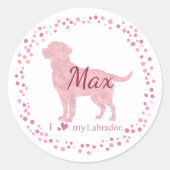 Custom Pastel Pink Labrador Retriever Sticker Gift ラウンドシール (正面)