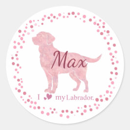Custom Pastel Pink Labrador Retriever Sticker Gift ラウンドシール