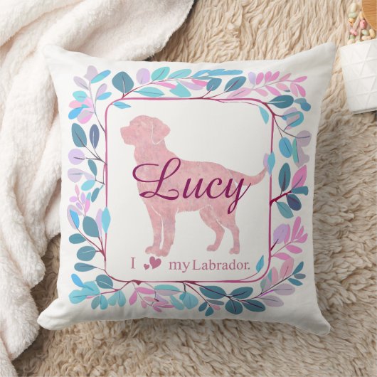 Custom pastel pink Labrador Retriever throw pillow クッション (ブランケット)