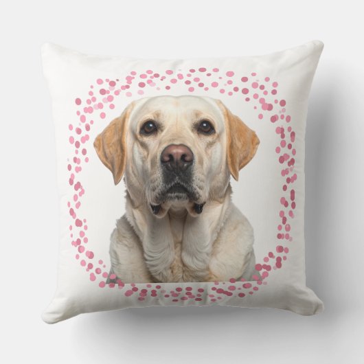 Custom pastel pink Labrador Retriever throw pillow クッション (裏面)