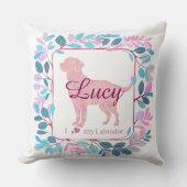 Custom pastel pink Labrador Retriever throw pillow クッション (正面)