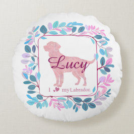 Custom pastel pink Labrador Retriever throw pillow ラウンドクッション