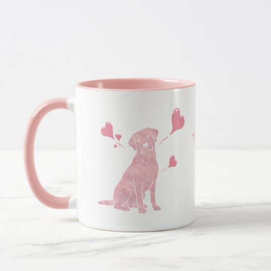 Custom Pastel Pink Labrador Retriever Valentine マグカップ (左)