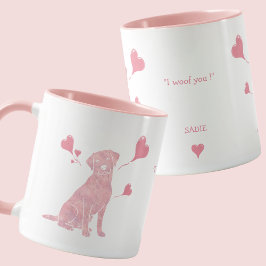 Custom Pastel Pink Labrador Retriever Valentine マグカップ
