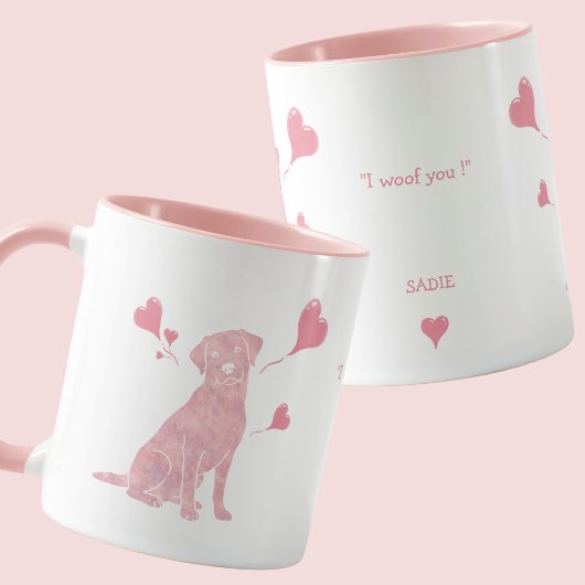Custom Pastel Pink Labrador Retriever Valentine マグカップ