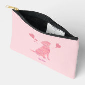 Custom Pastel Pink Labrador Valentine Name Pouch アクセサリーポーチ (見開き)