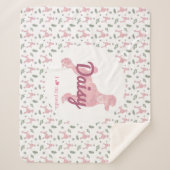 Custom Pastel Pink Poodle Christmas Blanket Gift シェルパブランケット (正面)