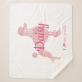 Custom Pastel Pink Poodle Silhouette Blanket シェルパブランケット (正面)