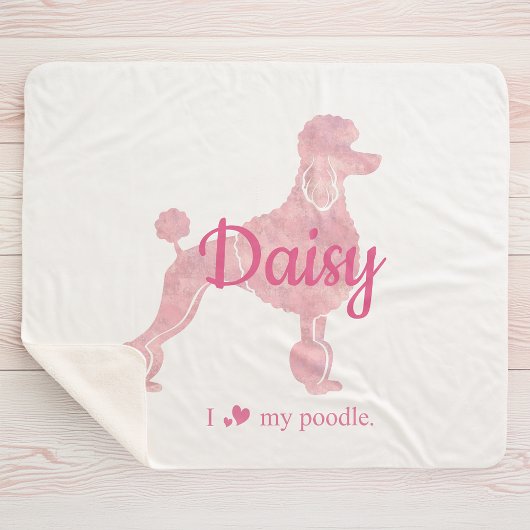 Custom Pastel Pink Poodle Silhouette Blanket シェルパブランケット