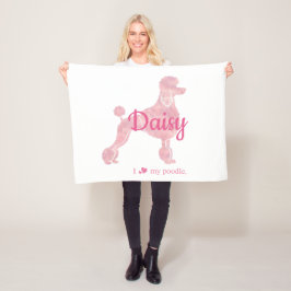 Custom Pastel Pink Poodle Silhouette Blanket フリースブランケット