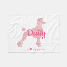 Custom Pastel Pink Poodle Silhouette Blanket フリースブランケット