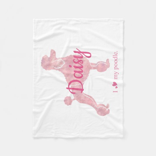 Custom Pastel Pink Poodle Silhouette Blanket フリースブランケット (正面)