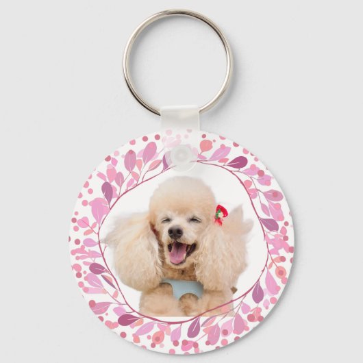 Custom Pastel Pink Poodle Silhouette  Keychain キーホルダー (正面)