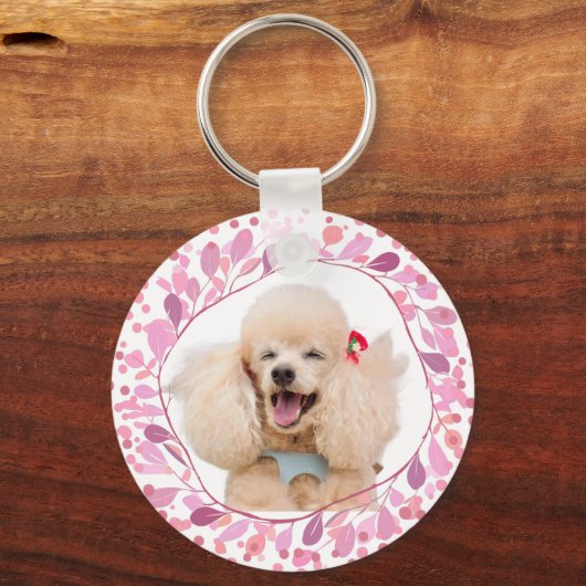 Custom Pastel Pink Poodle Silhouette  Keychain キーホルダー (正面)
