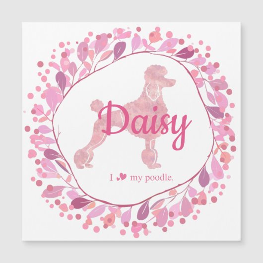Custom Pastel Pink Poodle Silhouette  Magnet (正面)