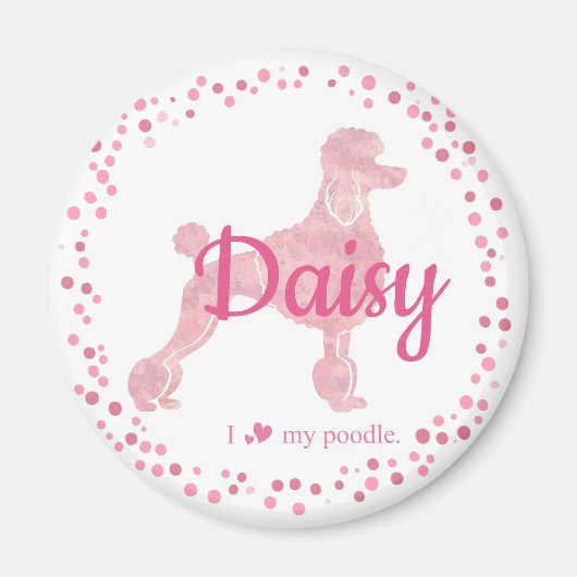 Custom Pastel Pink Poodle Silhouette  Magnet マグネット (正面)