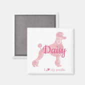 Custom Pastel Pink Poodle Silhouette Magnet マグネット (正面/裏面)