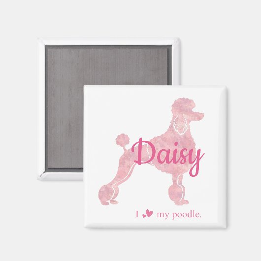 Custom Pastel Pink Poodle Silhouette Magnet マグネット (正面/裏面)
