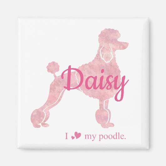 Custom Pastel Pink Poodle Silhouette  Magnet マグネット (正面)