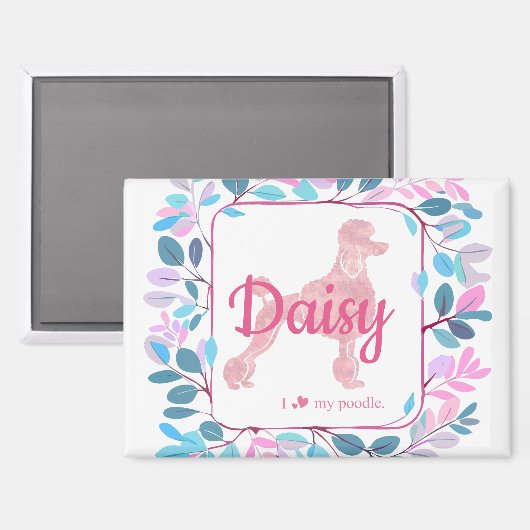 Custom Pastel Pink Poodle Silhouette  Magnet マグネット (正面/裏面)