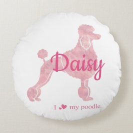 Custom Pastel Pink Poodle Silhouette round cushion ラウンドクッション