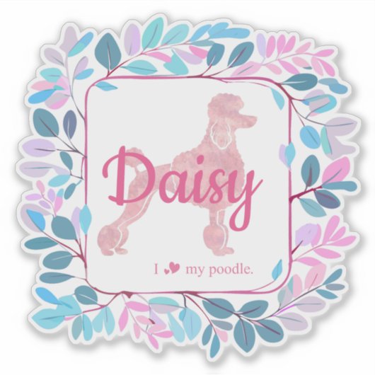 Custom Pastel Pink Poodle Silhouette  Sticker シール (正面)