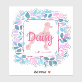 Custom Pastel Pink Poodle Silhouette Sticker シール
