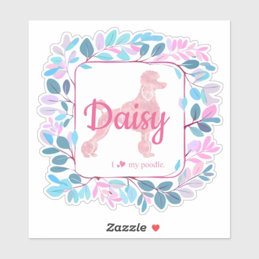 Custom Pastel Pink Poodle Silhouette  Sticker シール (シート)