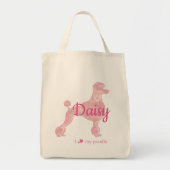 Custom Pastel Pink Poodle Silhouette tote bag トートバッグ (正面)