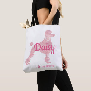 Custom Pastel Pink Poodle Silhouette tote bag トートバッグ