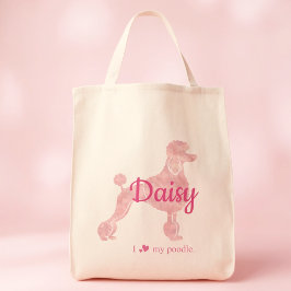 Custom Pastel Pink Poodle Silhouette tote bag トートバッグ