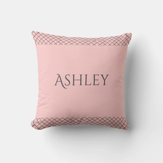 Custom Pastel Pink Throw Pillow | Name & Initials クッション (正面)