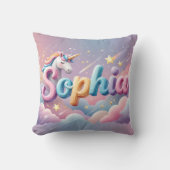 Custom Pastel Unicorn Name Pillow クッション (正面)