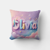 Custom Pastel Unicorn Name Pillow クッション (正面)