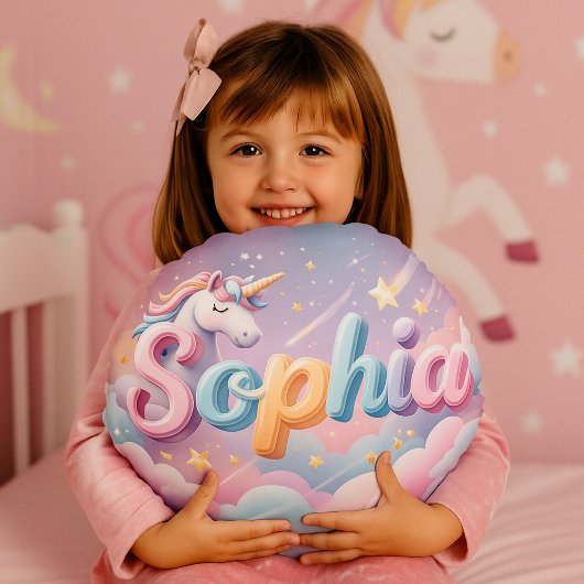 Custom Pastel Unicorn Sophia Pillow ラウンドクッション