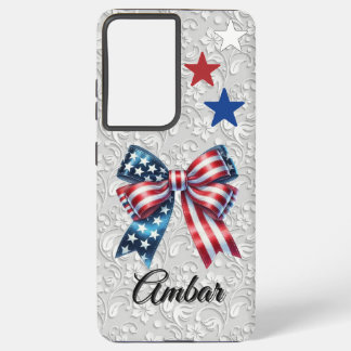 Custom Patriotic Bow Samsung S21 UltrTough Case Samsung Galaxy S21 Ultraケース