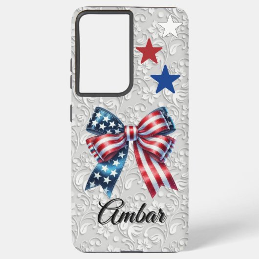 Custom Patriotic Bow Samsung S21 UltrTough Case Samsung Galaxyケース (裏面)