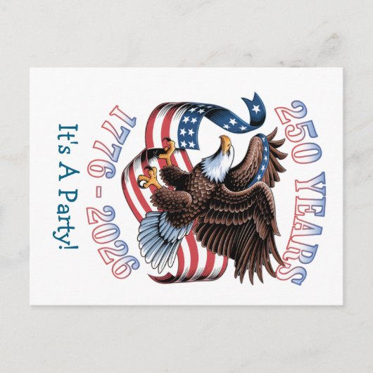 Custom Patriotic USA 250 year party invitatation ポストカード (正面)