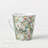 Custom Pattern Elegant Magnolia Flowers カフェラテマグ (左アングル)