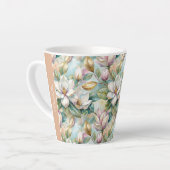 Custom Pattern Elegant Magnolia Flowers カフェラテマグ (左アングル)