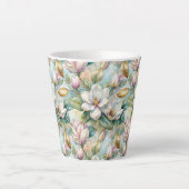Custom Pattern Elegant Magnolia Flowers カフェラテマグ (正面)