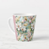 Custom Pattern Elegant Magnolia Flowers カフェラテマグ (左アングル)