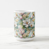 Custom Pattern Elegant Magnolia Flowers コーヒーマグカップ (中央)