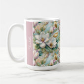 Custom Pattern Elegant Magnolia Flowers コーヒーマグカップ (左)