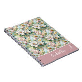Custom Pattern Elegant Magnolia Flowers ノートブック (右側)