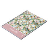 Custom Pattern Elegant Magnolia Flowers ノートブック (左側)