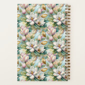 Custom Pattern Elegant Magnolia Flowers ノートブック (裏面)