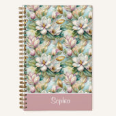 Custom Pattern Elegant Magnolia Flowers ノートブック (正面)