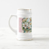 Custom Pattern Elegant Magnolia Flowers ビールジョッキ (左)